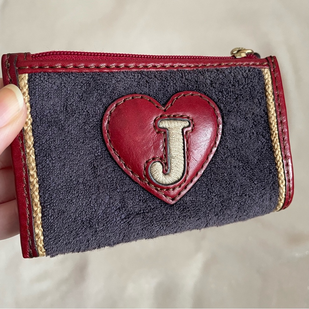 Sold✨vintage y2k Juicy Couture Genuine Leather Terry Cloth Boho Card Wallet ✨ - Picture 5 of 11